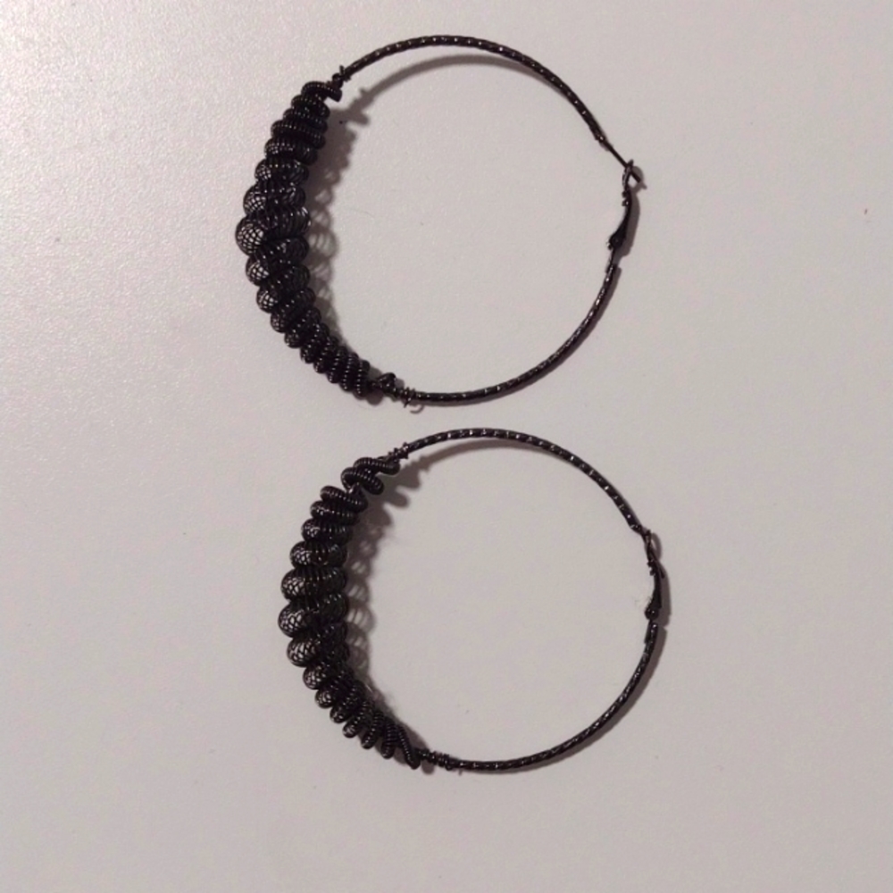 Black silver hoops